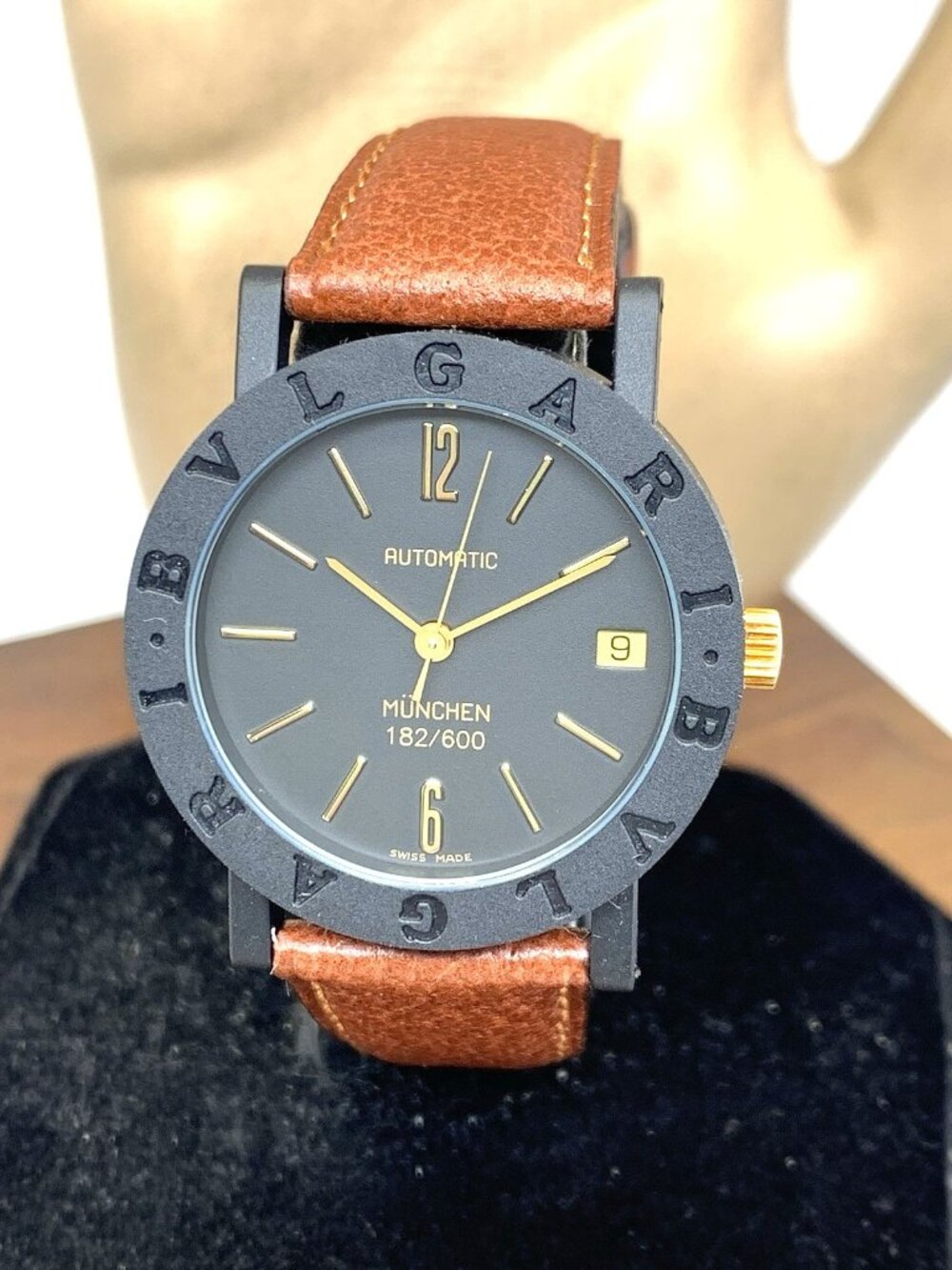 Bvlgari Watch Limited Edition München Swiss Automatic Black Brown Leather Strap